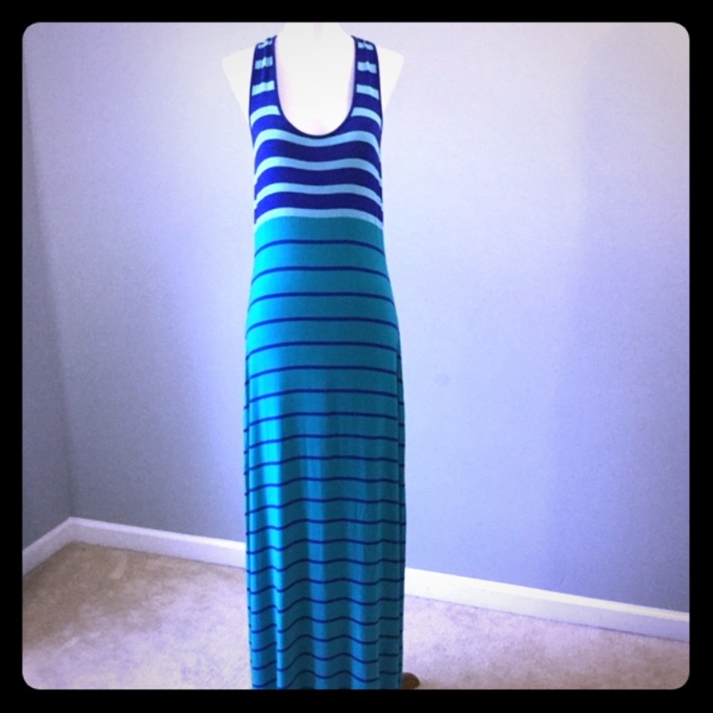 Calvin Klein turquoise striped Maxidress